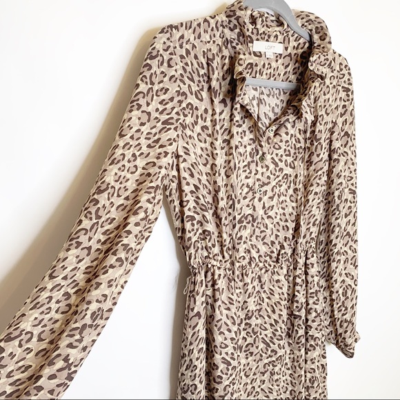 LOFT Leopard Print Midi Dress Size 6 - Picture 2 of 8